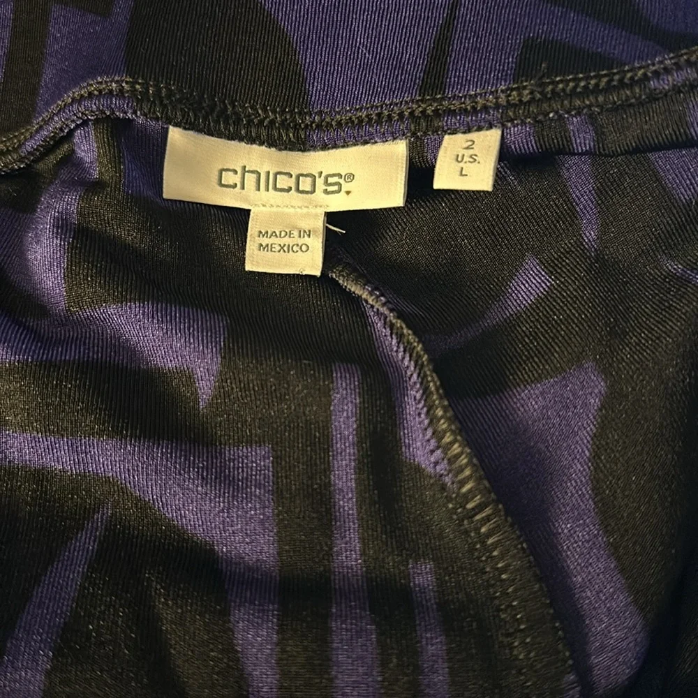 NWOT Chico's Purple and Black Abstract Print Wide Leg Pants